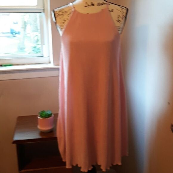 NO BOUNDARIES PINK RIBBED HALTER SWING DRESS SIZE S(3-5) - Picture 1 of 4
